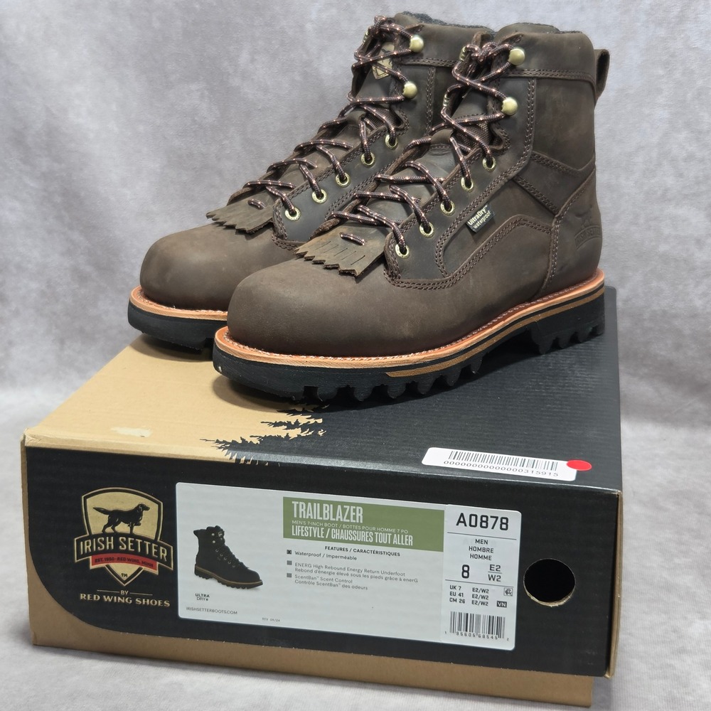 Irish Setter Trailblazer A0878 Brown Leather Waterproof Hunting Boots 8 E2 Wide